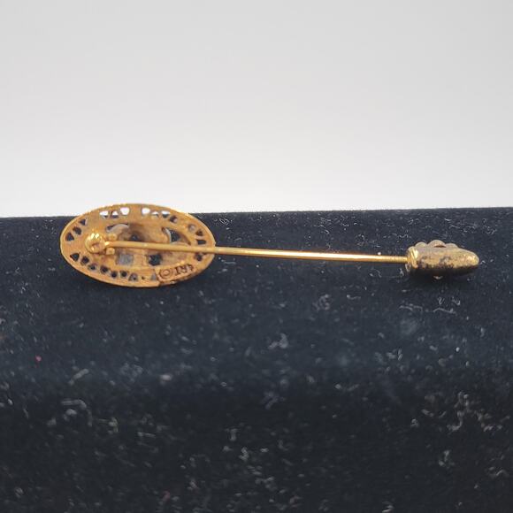 Vintage Cherub Coat Pins Lot of 3 Angel Cupid and FloralGold Tone Rhinestones - Picture 7 of 16